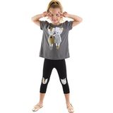 Denokids Kedili Kız Çocuk Yazlık T-Shirt Tayt Takım