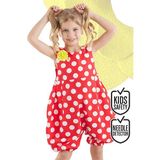 Denokids Kırmızı Beyaz Puanlı Kız Çocuk Balon Tulum - Kırmızı - Beyaz - 4 Yaş