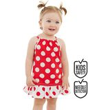 Denokids Kırmızı Puantiye Kız Bebek Yazlık Elbise - 6 - 12 Ay