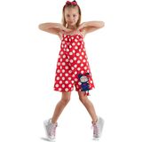 Denokids Kırmızı Puantiye Kız Çocuk Dokuma Tulum