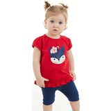 Denokids Kırmızı Tilki Kız Bebek Tunik Tayt Takım