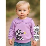 Denokids Kız Bebek Lila Zebra Desenli Sweatshirt Uzun Kol Güvenli Tasarım - 6 - 12 Ay