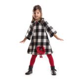 Denokids Kız Çocuk Bebe Yaka Ekose Elbise, 7 Yaş, CFF-18S1-187, Siyah, Kız Çocuklar