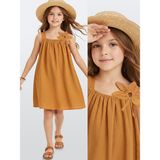 Denokids Kız Çocuk Çiçekli Elbise Hardal Sarı Ilkbahar Yaz Sezonu 5-10 Yaş - 5 Yaş