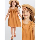Denokids Kız Çocuk Çiçekli Elbise Hardal Sarı Ilkbahar Yaz Sezonu 5-10 Yaş - 6 Yaş