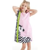 Denokids Kız Çocuk Elbise Pembe Fırfırlı Zebra Silüet Günlük Kullanım İçin Tasarlandı - 2 Yaş