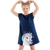 Denokids Kız Çocuk Elbise Unicorn Kiz Cocuk Günlük Elbise Lacivert - 3 Yaş