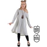 Denokids Kız Çocuk Kışlık Gri Asimetrik Uzun Kollu Elbise 5-10 Yaş - 5 Yaş