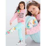 Denokids Kız Çocuk Mint Renkli Eşofman Takım Pamuklu Unicorn Baskılı 2 Yaş Sezonluk Ürün