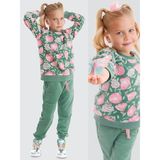 Denokids Kız Çocuk Pembe Çiçekli Eşofman Takım 7 Yaş Özel Olaylar İçin Haki Renk - Haki - Pembe