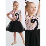 Denokids Kiz Cocuk Siyah Elbise Tüllü Tütü Elbise Abiye Puantiye Elbise - 8 Yaş - Pembe - Siyah