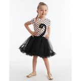 Denokids Kiz Cocuk Siyah Elbise Tüllü Tütü Elbise Abiye Puantiye Elbise - 9 Yaş - Pembe - Siyah