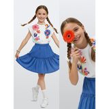 Denokids Kız Çocuk Takım Çiçekli Crop Top Etek Takım Ilkbahar Yaz 4-10 Yaş - Beyaz - 4 Yaş