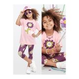 Denokids Kız Çocuk Takım Çiçekli T-shirt Tayt İlkbahar Yaz 3-10 Yaş