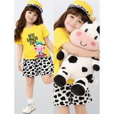 Denokids Kız Çocuk Takım Sarı T-Shirt Şort Takım Ilkbahar Yaz 2-7 Yaş - Renkli