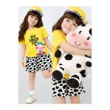 Denokids Kız Çocuk Takım Sarı T-shirt Şort Takım İlkbahar Yaz 2-7 Yaş