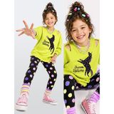 Denokids Kız Çocuk Takım Unicorn Sweatshirt - Puantiye Tayt Takım (4-10 Yaş) - 7 Yaş - Yeşil