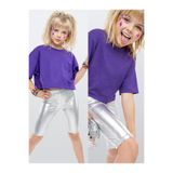 Denokids Kız Çocuk Tayt Gümüş Gri Parlak Metalik Disco Tayt Dizüstü Varak Kumaş