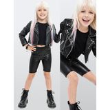 Denokids Kız Çocuk Tayt Siyah Parlak Metalik Disco Tayt Dizüstü Varak Kumaş - 8 Yaş