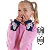 Denokids Kız Çocuk Unicorn Desenli Pamuklu Lacivert Parmaksız Eldiven Standart Beden - Koyu Lacivert