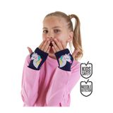 Denokids Kız Çocuk Unicorn Desenli Pamuklu Lacivert Parmaksız Eldiven Standart Beden