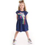 Denokids Koala Pamuklu Penye Kız Çocuk Lacivert Elbise - 8 Yaş
