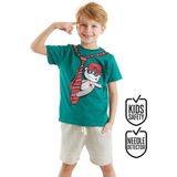 Denokids Kravat Koala Erkek Çocuk T-shirt Şort Takım - 2 Yaş - Gri - Yeşil