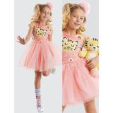 Denokids Leo Flower Kız Çocuk Tüllü Elbise - 2 Yaş - Pembe