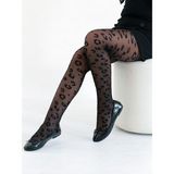 Denokids Leopar Desenli Kız Çocuk Siyah Külotlu Mus Çorap - 11-12 Yaş