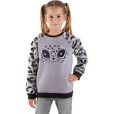 Denokids Leopar Peluş Kız Çocuk Sweatshirt - Gri - 5 Yaş