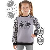 Denokids Leopar Peluş Kız Çocuk Sweatshirt - Gri - 7 Yaş