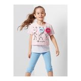 Denokids Life Is Fun Kız Çocuk T-shirt Tayt Takım
