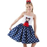 Denokids Lily Kız Çocuk Puantiye Lacivert Elbise - Beyaz - 2 Yaş