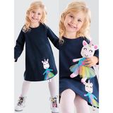 Denokids Lilycorn Lacivert Kız Çocuk Elbise - 5 Yaş