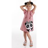 Denokids Panda Detaylı Kız Çocuk Elbise Fırfır Silüetli Şık ve Eğlenceli Tasarım - 4 Yaş - Pembe