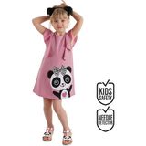 Denokids Panda Fırfır Detaylı Kız Çocuk Elbise - 2 Yaş - Pembe
