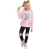 Denokids Panda Unicorn Kız Çocuk T-Shirt Tayt Takım - 2 Yaş - Pembe - Siyah