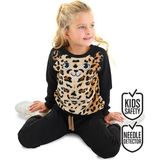 Denokids Peluş Leopar Kız Çocuk Eşofman Takım - 4 Yaş - Siyah