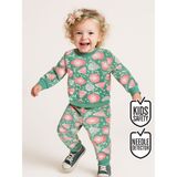Denokids Pembe Çiçekli Kız Bebek Yeşil Eşofman Takım - 1,5 - 2 Yaş