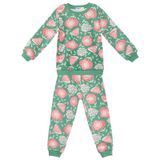 Denokids Pembe Çiçekli Kız Bebek Yeşil Eşofman Takım