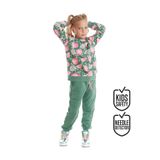 Denokids Pembe Çiçekli Kız Çocuk Yeşil Kışlık Eşofman Takım 4-10Y