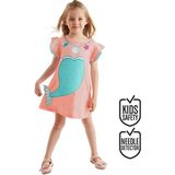 Denokids Pembe Denizkızı Kız Çocuk Elbise Eğlenceli Stil ile 5 Yaş İçin Özel Tasarım