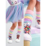 Denokids Pembe Mavi Çizgili Kız Çocuk Tozluk - Renkli - Standart