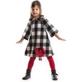 Denokids Ponpon Kız Çocuk Ekose Elbise - 3 Yaş - Siyah