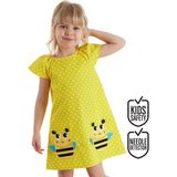 Denokids Puanlı Arılar Kız Çocuk Elbise Eğlenceli Tema ile Şık Tasarım Türkiye Menşeli - 5 Yaş