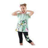Denokids Puanlı Kaplan Kız Çocuk T-shirt Tayt Takım