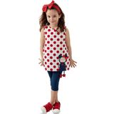 Denokids Puanlı Lily Kız Çocuk Yazlık T-shirt Tunik Tayt Takım
