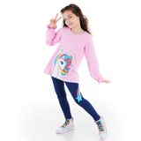 Denokids Rainbow Star Kız Tunik Takım Pembe, Lacivert 2 Y