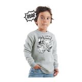 Denokids Rawr Dino Erkek Çocuk Gri Melanj Sweatshirt