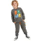 Denokids Rawr Tırtırlı Erkek Çocuk Antrasit Eşofman Takım - 2 Yaş